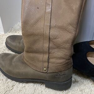 Clarks Tan Leather Riding Boots